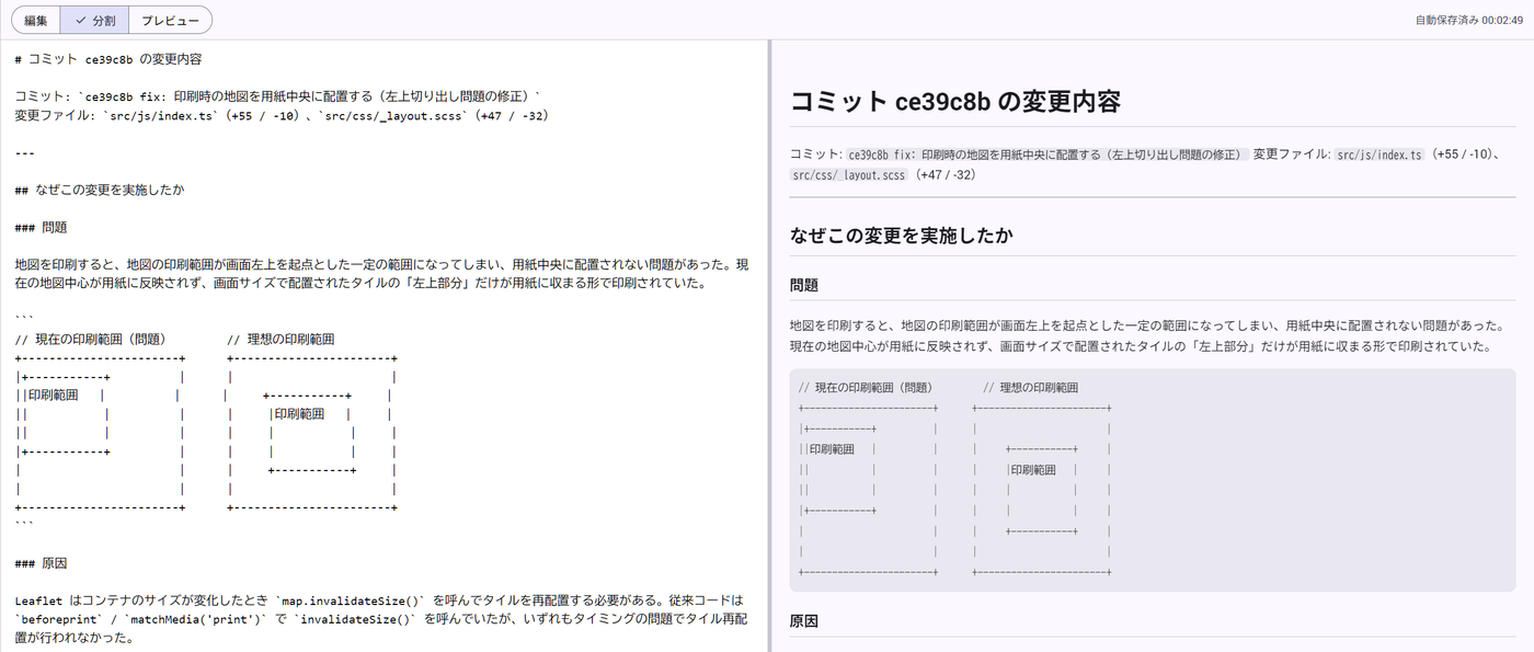 エディタとプレビュー